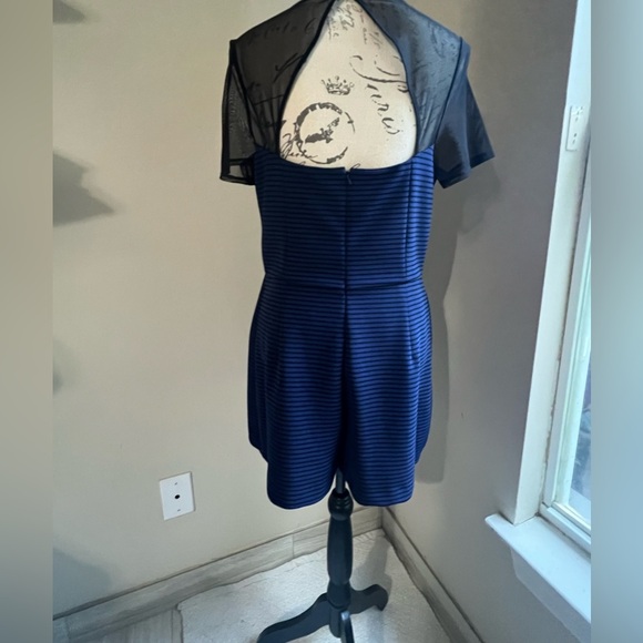 BCBG Navy and Black Sheer Sleeve Mini Dress - Picture 9 of 10